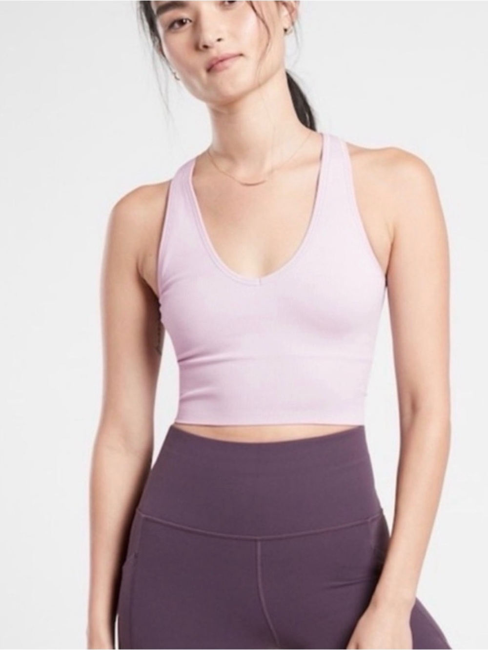 NEW Athleta Aurora Seamless Crop Rib Tank Top in Baby Pink Size Small